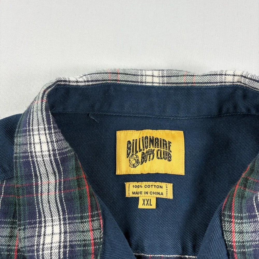 Billionaire Boys Club Flannel Shirt Mens 2XL Blue Plaid Button Up Long Sleeve‎